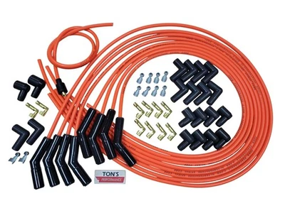 Universal Ceramic Spark Plug Wire Kit Set High Temperature Silicone Orange v8 - Image 1 of 4