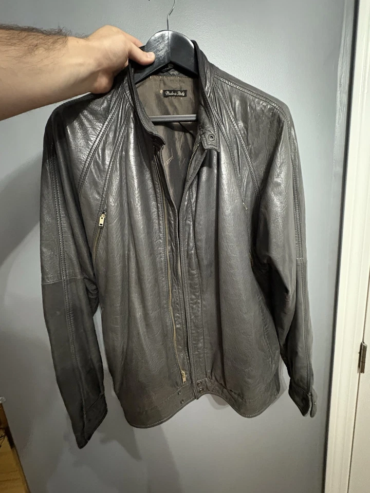 Chaqueta de cuero gris Bally Suiza talla grande 42 para hombre Foto 1 de 4