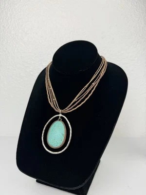 SILPADA N1804 Double Halo Blue Howlite Stone Bronze & Silver Necklace - Image 1 of 4