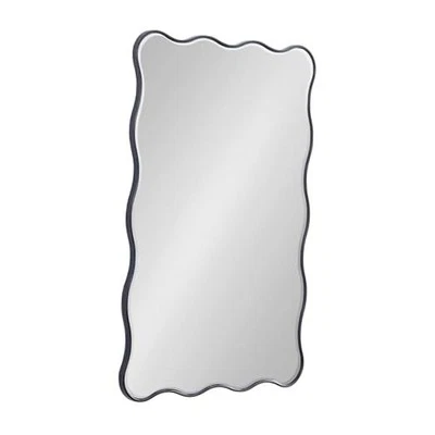  Viona Modern Scalloped Rectangle Mirror; 24 x 36;; 36"L x 24"W Navy Blue - Image 1 of 4