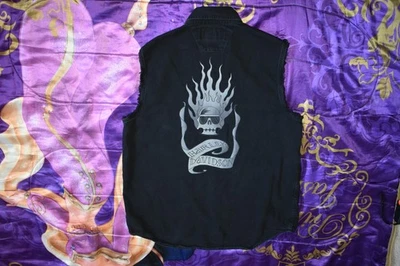 Harley Davidson Logo Mens BLAZING BONES T-shirt Vest Flaming Skull Large Black - Image 1 of 4