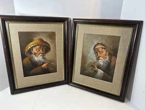 Beautiful Vintage Oil Paintings Japanese Chinese Portrait Man Signed FINE Sealed - Picture 1 of 12