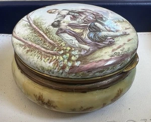Fine, 19th c French or Austrian Enamel Box w Couple Fishing Scene - Picture 1 of 6