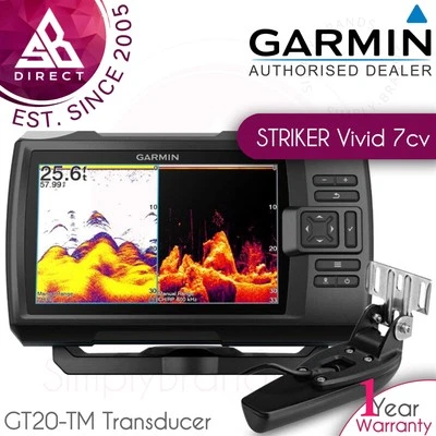 Garmin STRIKER Vivid 7cv 7" Marine GPS Sonar Fischfinder & GT20-TM Geber - Bild 1 von 4