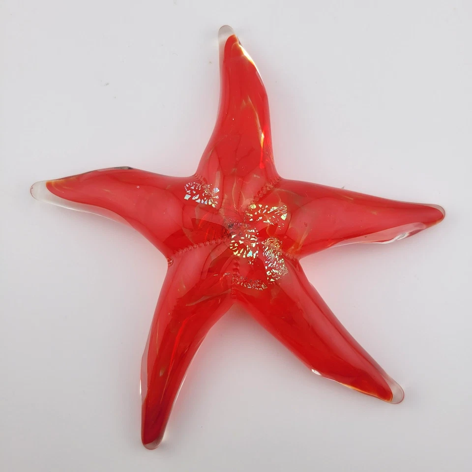 Estatuilla pisapapeles estrella de mar aventurina roja vidrio artístico de estudio firmada de colección 5" Foto 1 de 4