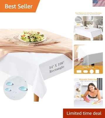 Table Protector Pad Waterproof Heat Resistant Vinyl with Flannel Backing 54x108 - Image 1 of 4