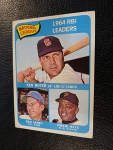 1965 TOPPS BASEBALL SET #6 NL RB LEADERS, Boyer/Santo/Mays, VG - Picture 1 of 5