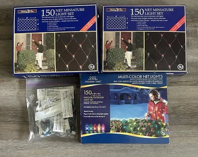 Holiday Time 450 Count Multi Color Net Lights 3 Boxes 150ct Christmas Decor NEW - Image 1 of 4