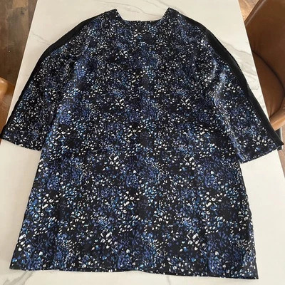 Banana Republic Womens Knee Shift Dress Size 12 Long Sleeve Blue Black White EUC - Image 1 of 4