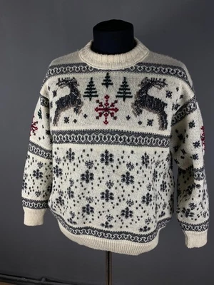 Devold Olmes Carreti Norway Vintage Weihnachtspullover Ski Strick Gr. L - Bild 1 von 4