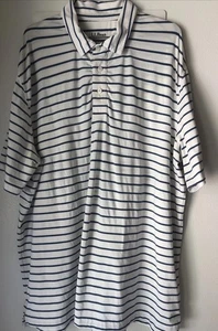 L.L. Bean XL Polo Uomo Colletto Leggermente aderente Blu Righe Golf �� - Foto 1 di 7