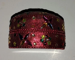 Caja de recuerdo de joyería con tapa de metal colorida roja sin marcas - Imagen 1 de 11