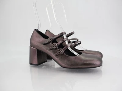 Jeffrey Campbell Tierz Mary Jane Pump Size 9.5 Pewter Iridescent Strappy Block - Image 1 of 4