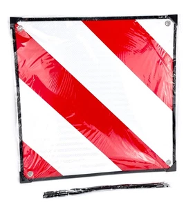 Rot-Weiße Warntafel 50x50 cm Reflektierend für Heck-/ Fahrradträger mit Spanner - Bild 1 von 5