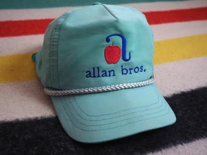 Cappello berretto vintage anni 80 90 Allan Bros Apples WA sbiadito blu cielo fattoria strapback OSFM - Foto 1 di 7