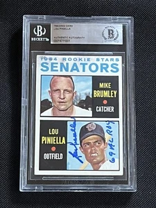 LOU PINIELLA 1964 TOPPS ROOKIE SIGNED AUTOGRAPHED CARD BECKETT BAS AUTHENTIC - Picture 1 of 2