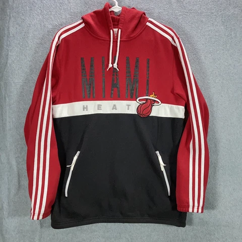 VTG Miami Heat Adidas Trefoil Hoodie Men's Size Medium Pullover Long Sleeves Cover