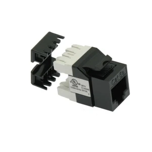 Cat5e RJ45 Network LAN Ethernet Keystone Jack 180° Degree 110 Punch Down Black - Afbeelding 1 van 3