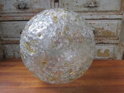 GLOBE POUR SUSPENSION DORIA LEUCHTEN VERRE SOUFFLE LUMINAIRE LAMPE L 30cm ANCIEN - Photo 1/4