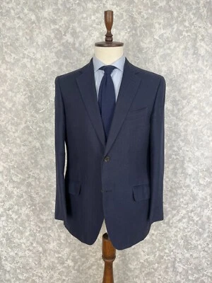 Blazer Etro Milano Azul Oscuro Algodón Lino Espiga Forro Seda 42, EU 52 Foto 1 de 4