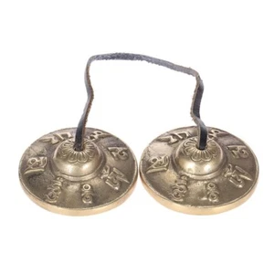 Handcrafted Tibetan Meditation Tingsha Cymbal Bell with Buddhist Lucky Symbols - Picture 1 of 9