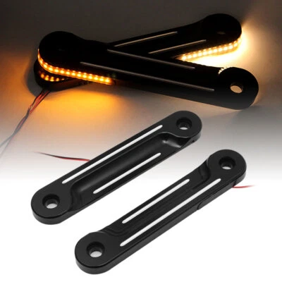 Soporte LED negro para señales de giro de horquilla empotrada para Harley Touring Street Glide 14-23 Foto 1 de 4