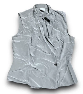 Винтажный Ann Taylor лофт блузка верхний женский размер 6 100% шелк без рукавов серый серый - Изображение 1 из 4