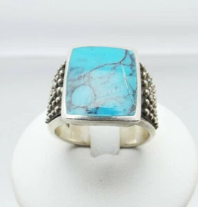 AG8 Anello antico in Argento 925 Ring Silver sigillo Turchese mis. 13 - Picture 1 of 8