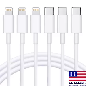 For iPhone 14 13 11 X XS XR iPad lighting to USB C Fast Charger PD Cable 3Ft - Picture 1 of 7