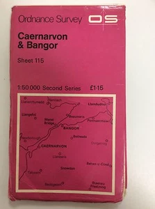 Vintage Ordnance Survey Map No.115 Caernarvon & Bangor 1:50.000 datiert 1974 - Bild 1 von 2