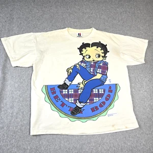 Vintage Betty Boop Size XL Jeans Plaid T Shirt Made In USA 1994 Single Stitch - Picture 1 of 10