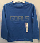 Cat & Jack Boys Blue Long Sleeve Goals Graphic Shirt Sizes XS 4-5 Or XL 16 NWT