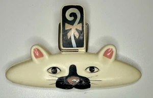 Rare Vintage 1980s Plastic White Cat Chip Clip - Picture 1 of 3