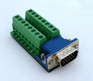 DB15 D-Sub 15-pin HD Male Adapter VGA Breakout Board Connector (D3) : UK Seller - Afbeelding 1 van 7