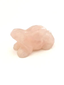Natural Pink Rose Quartz Gemstone Carved Frog Figurine, 26.72g (0.94 oz) - Picture 1 of 2