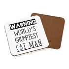 Warning World's Grumpiest Cat Man Coaster Drinks Mat Awesome Best Crazy Funny