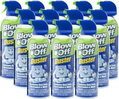 Blow Off Air Duster Can with Nozzle, 10 oz., Blue/Green - 9962 (12 PACK) - Image 1 of 4