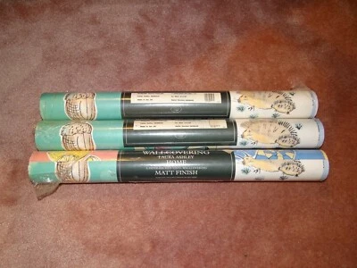 Vintage 1996 Laura Ashley Vinyl Nature Wallpaper/Wallcovering, 3 Rolls, UK made - Image 1 of 4