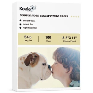 Koala Double Sided Glossy Photo Paper 8.5x11 54lb 200gsm Inkjet Printer HP Epson - Picture 1 of 10