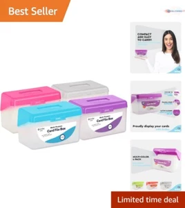 Index Card Holder Plastic 3x5 Stackable Case Ideal for Filing Notes Pack of 4 - Picture 1 of 9