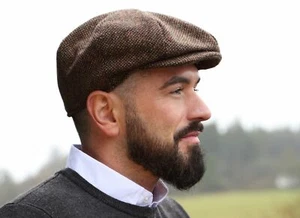 Hanna Hats Tweed Eight Piece Cap Newsboy Peaky Blinders Hat Made in Ireland - Picture 1 of 10