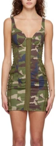 adidas IVY PARK Green Camouflage Minidress Beyonce Army Dress Women Size Small - Picture 1 of 9