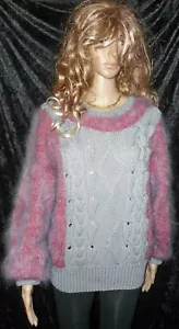 PULLOVER BAUMWOLLE MOHAIR HANDGESTRICKT in Größe 44 HAND KNITTED JUMPER XXL - Bild 1 von 11