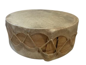 TAMBURO MANUALE VINTAGE NATIVI AMERICANI COCHITI PELLE GREZZA 6,75” - Foto 1 di 4