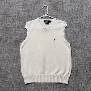 Polo Ralph Lauren gilet uomo taglia media bianco felpa senza maniche vintage USA - Foto 1 di 6