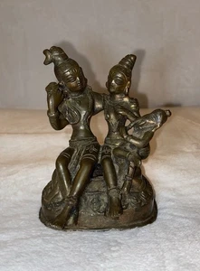 Antigua estatua del Señor Shiva Parvati y Ganesha del grupo familiar de bronce de la India del siglo XIX - Imagen 1 de 6