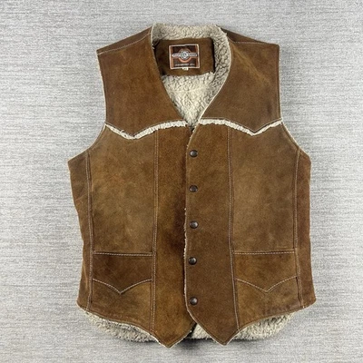 Chaleco de cuero de gamuza Pioneer Wear para hombre 40 forrado Sherpa hecho en EE. UU. Western Ranch Yuke Foto 1 de 4