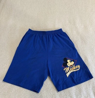 Винтажные шорты Disney Mickey Mouse большой крой размер маленький синий спортивное написание - Изображение 1 из 4