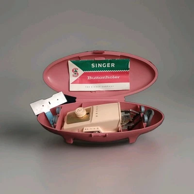 Singer Vintage 60's Buttonholer with Pink Case - Image 1 of 4