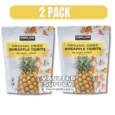 Kirkland Organic Dried Pineapple Tidbits 2 Pack 26 oz Each – No Sugar Added Snac - Image 1 of 4
